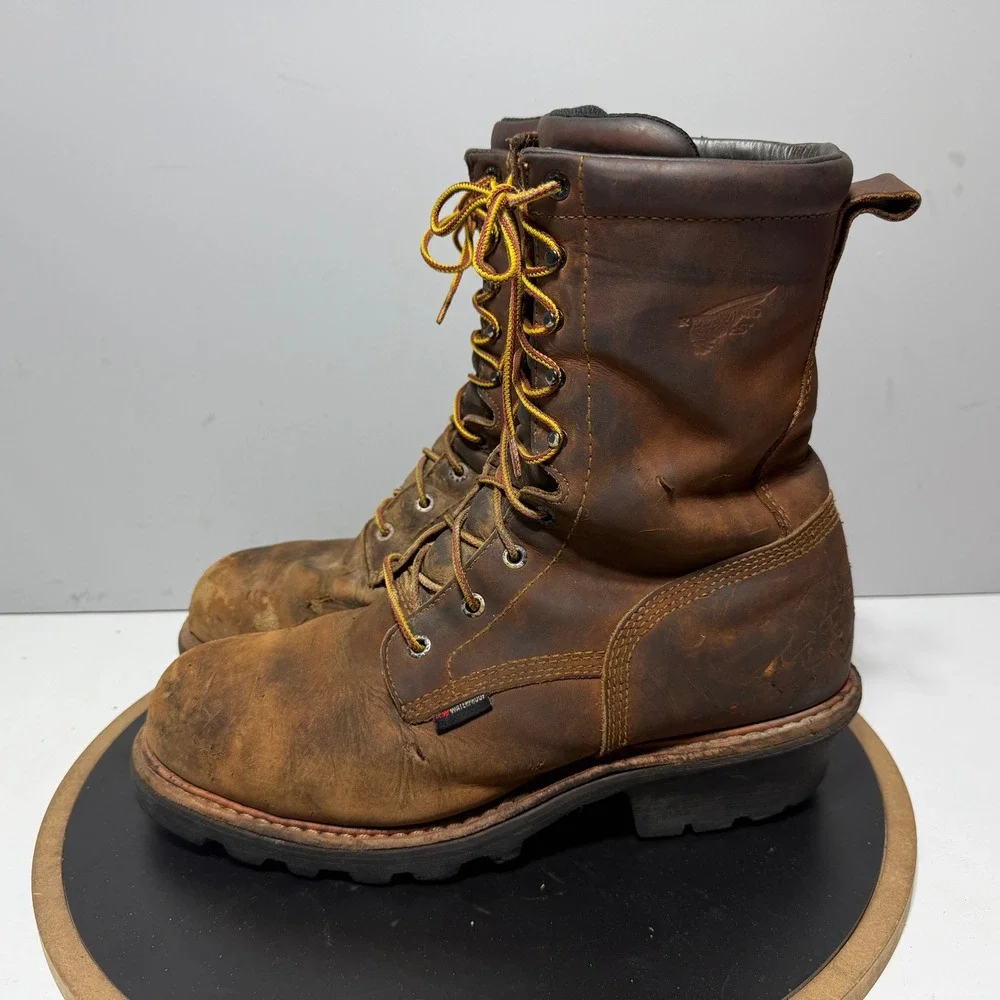 Red Wing Shoes 4420 Men 11.5 D Steel‎ Toe Work Boots Brown Leather Vibram